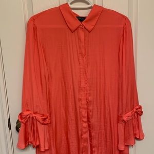 - IMNYC coral tunic with bow detail on sleeves